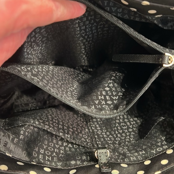 Kate Spade Black and White Polka Dot Fabric Handbag Crossbody EUC - Picture 16 of 17